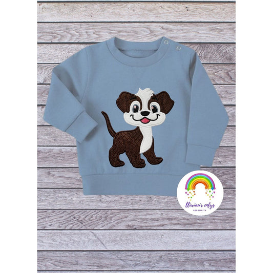BRO-051 Embroidered doggie sweatshirt for baby 0-2 years old