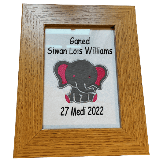 BRO-008 Personalised Welsh embroidered newborn birth gift for baby girl