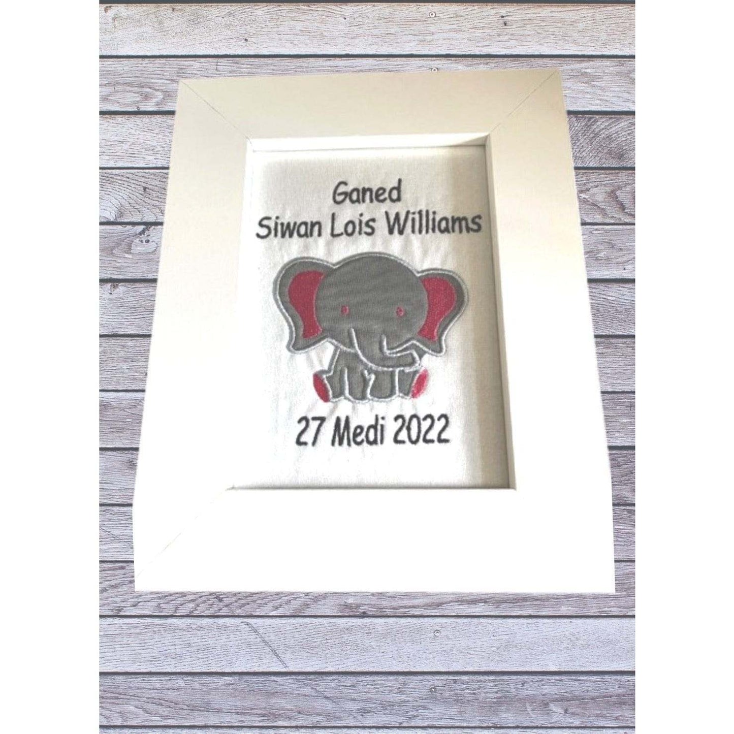 BRO-008 Personalised Welsh embroidered newborn birth gift for baby girl