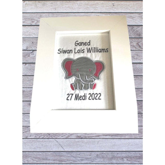 BRO-008 Personalised Welsh embroidered newborn birth gift for baby girl