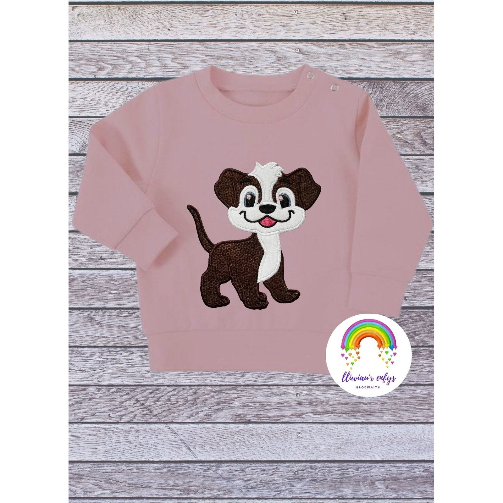 BRO-051 Embroidered doggie sweatshirt for baby 0-2 years old 
