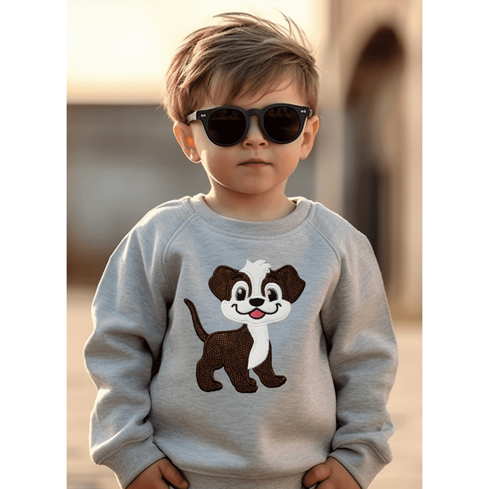 BRO-051 Embroidered doggie sweatshirt for baby 0-2 years old 