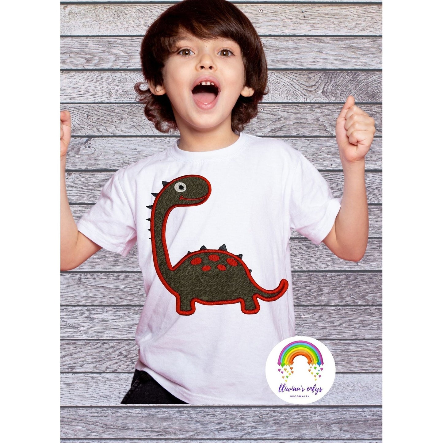 BRO-063 Embroidered dinosaur t-shirt with appliquéd for 1-3 years old