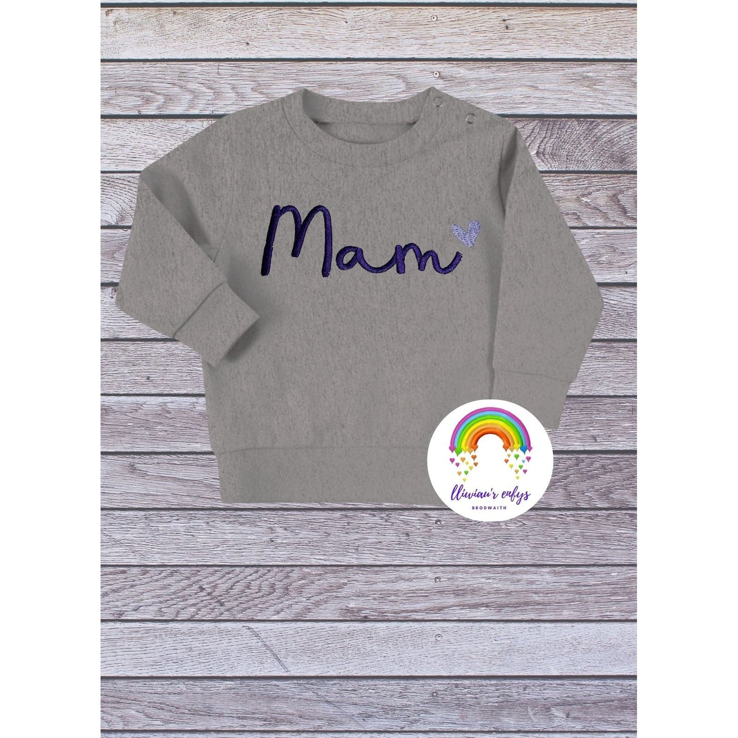 BRO-065 sweatshirt with "mam" & small heart embroidered for infant  