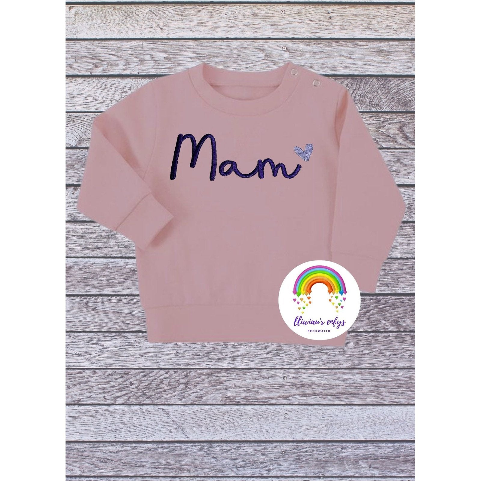 BRO-065 sweatshirt with "mam" & small heart embroidered for infant  