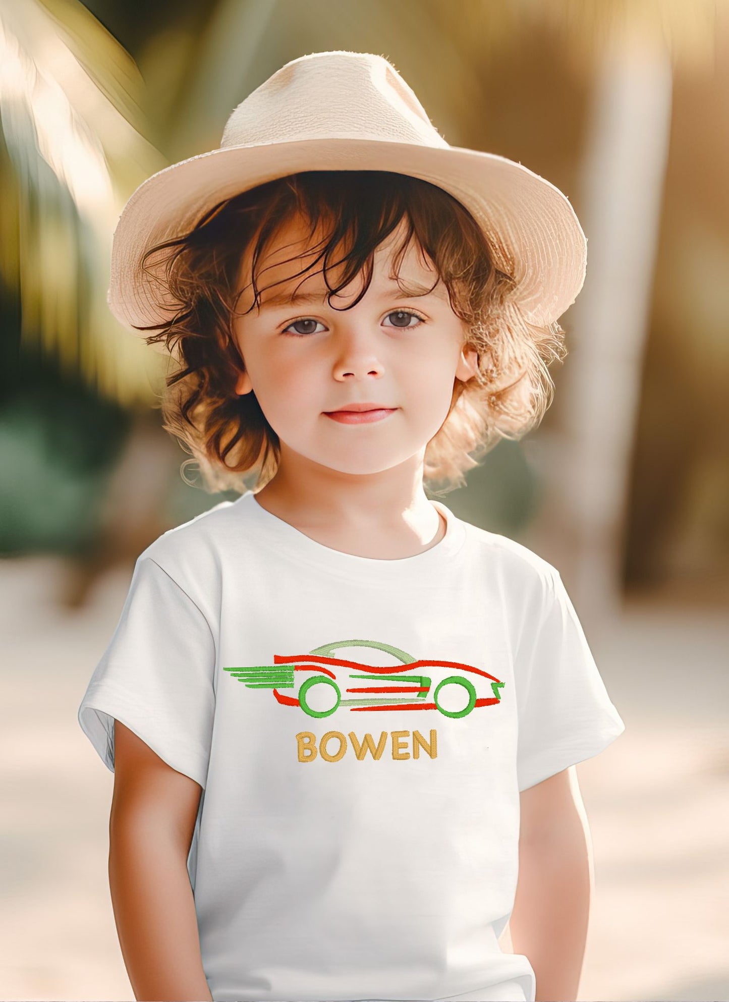 BRO-100 Embroidered & Personalised t-shirt with racing sports car design