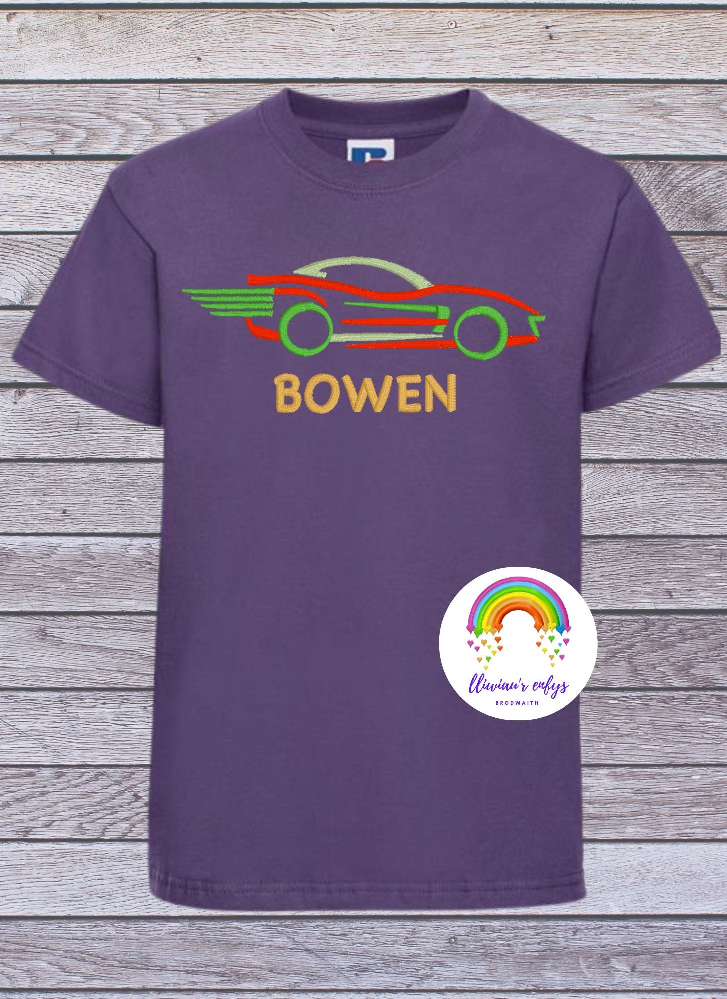 BRO-100 Embroidered & Personalised t-shirt with racing sports car design