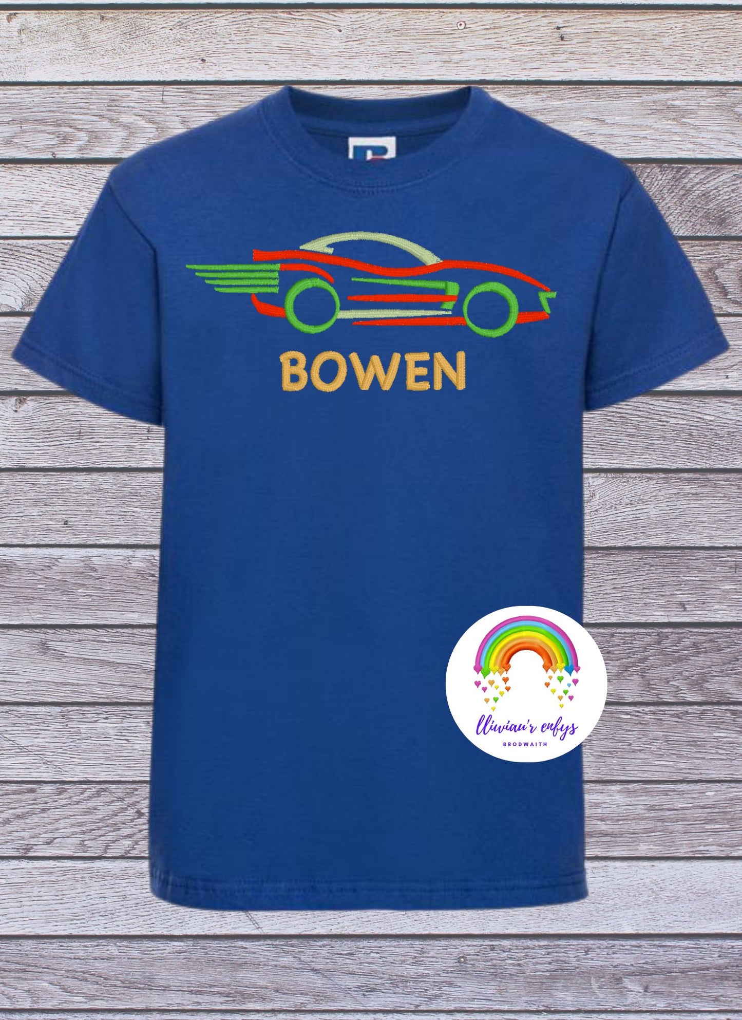 BRO-100 Embroidered & Personalised t-shirt with racing sports car design