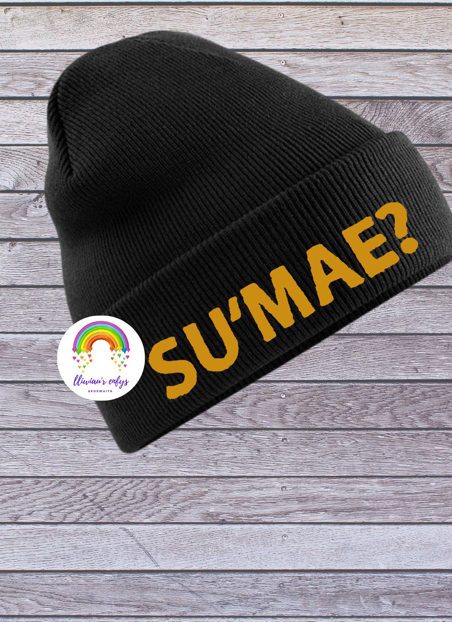 BRO-105B-"SU'MAE?" CUFFED BEANIE FOR ADULTS ONE SIZE