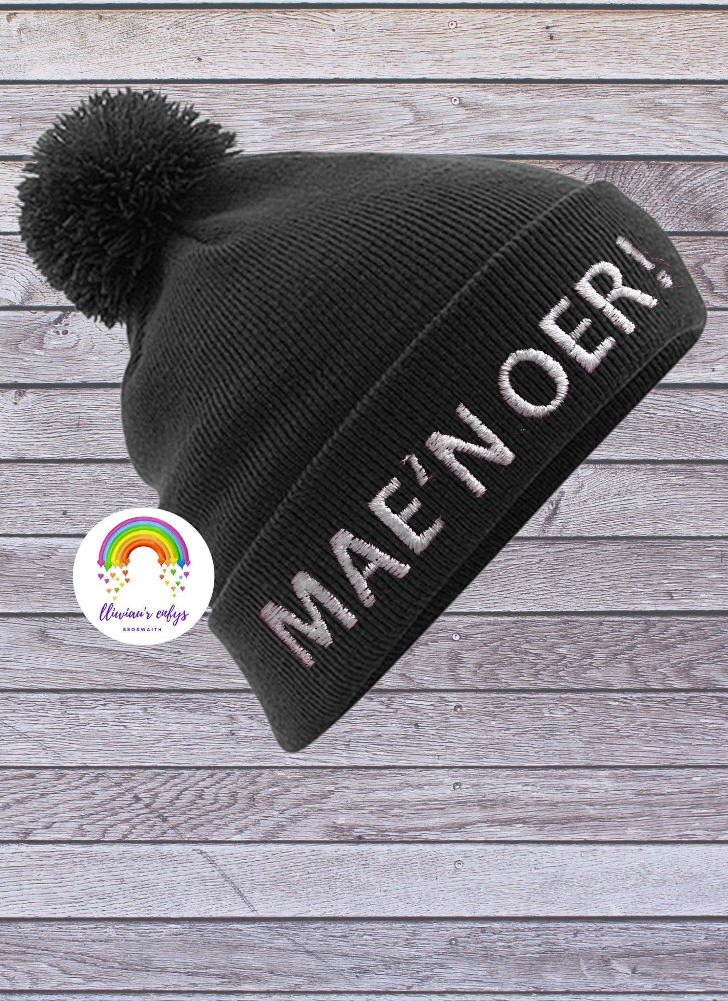 BRO-109-"MAE'N OER!" POM POM BEANIE FOR ADULTS ONE SIZE