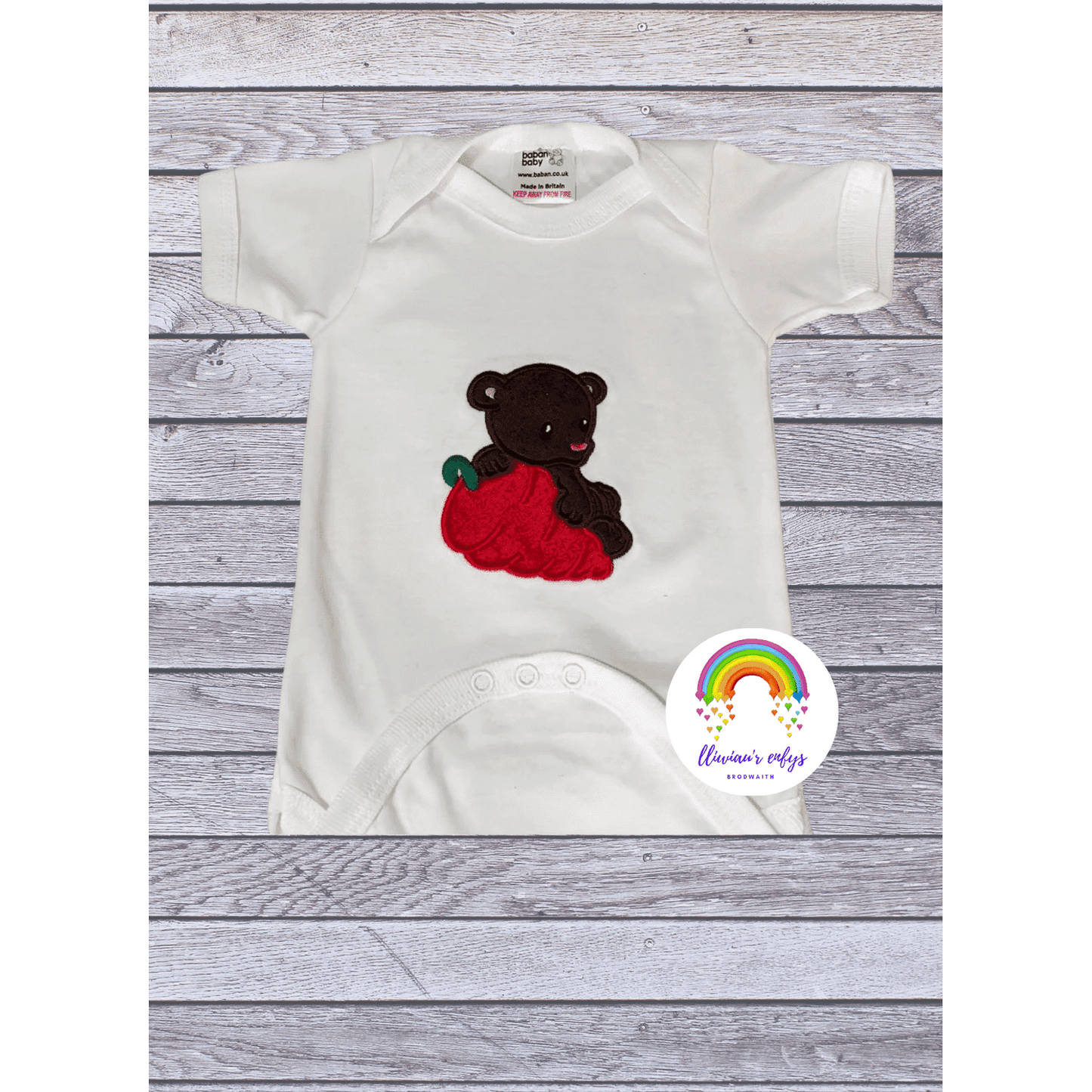 BRO-012 Embroidered Christmas babygrow / onesie with cute bear