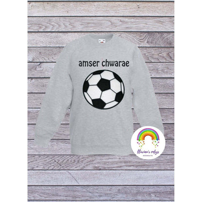 BRO-053 Embroidered football sweatshirt with Welsh text "amser chwarae"