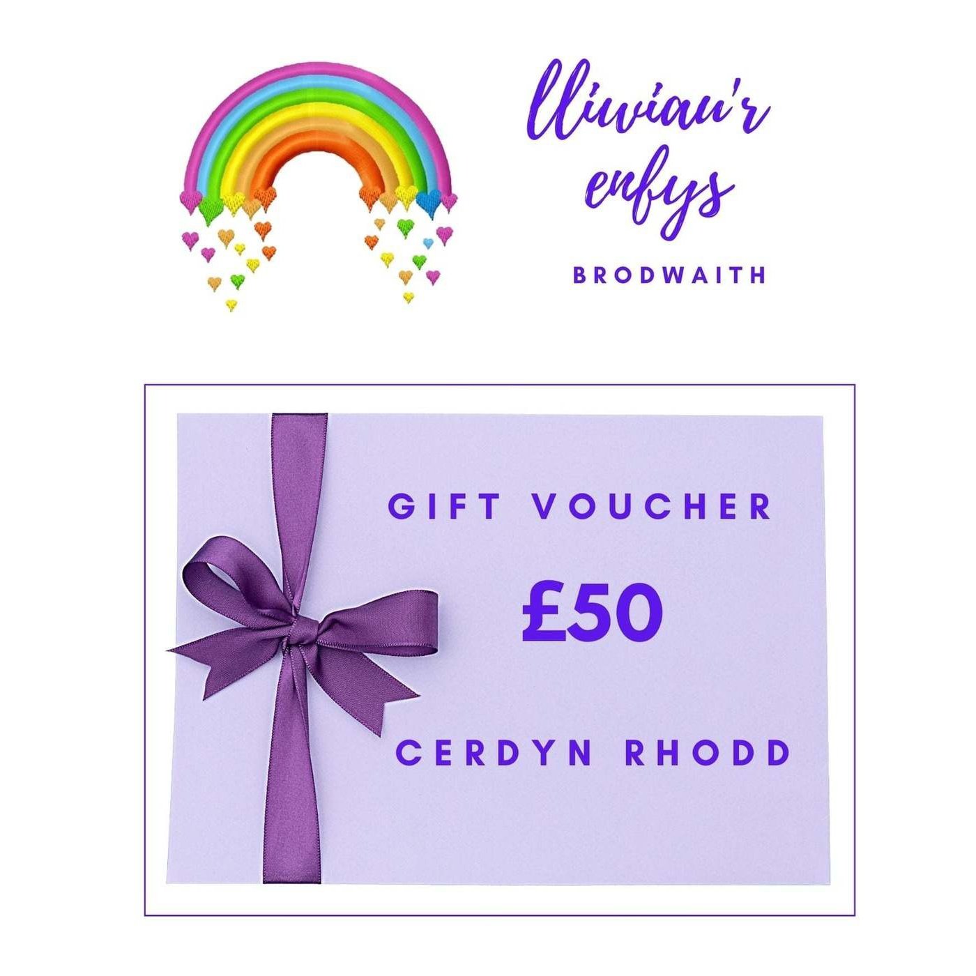 Gift Card - Cerdyn Rhodd - Lliwiau'r Enfys