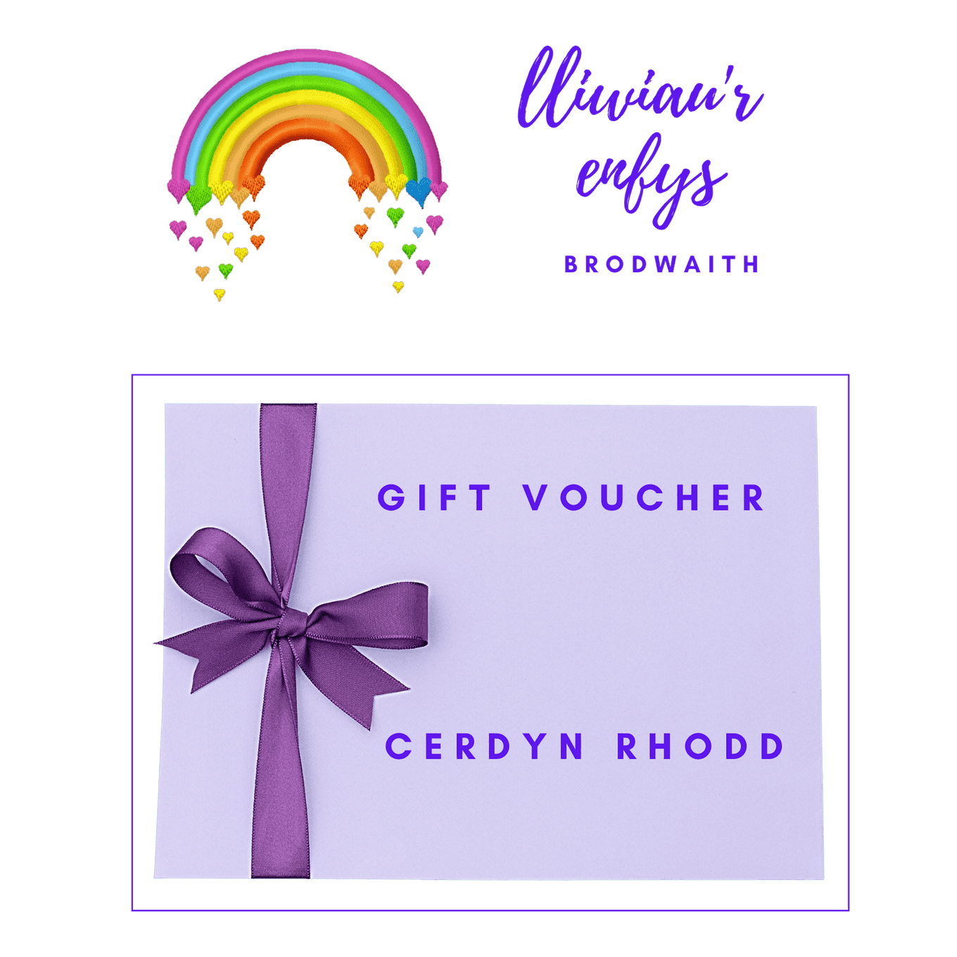 Gift Card - Cerdyn Rhodd - Lliwiau'r Enfys