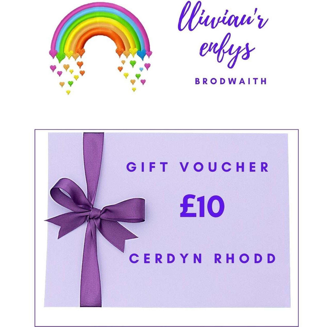 Gift Card - Cerdyn Rhodd - Lliwiau'r Enfys